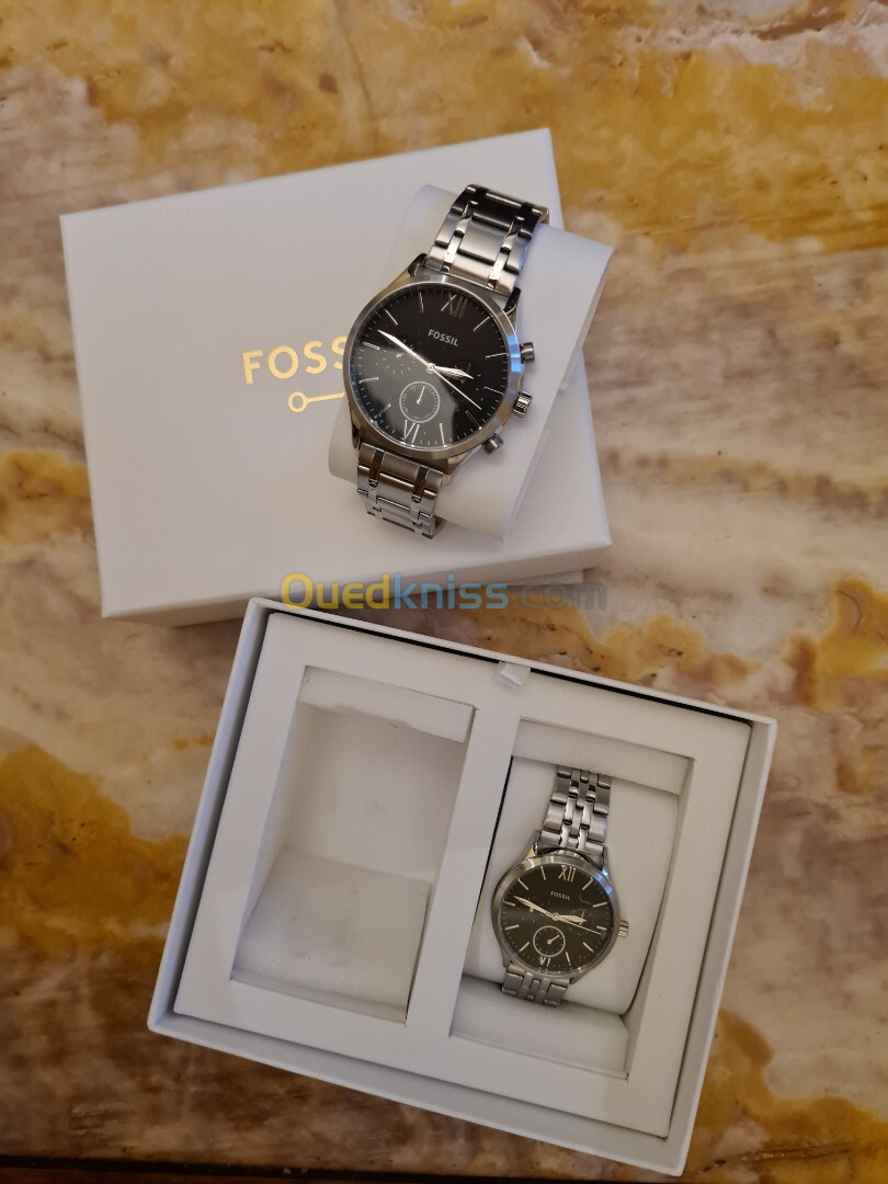 Coffret  montre Fenmore multifonction en acier inoxydable pour Elle et Lui Fossil