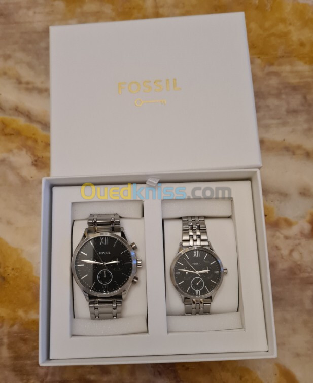 Coffret  montre Fenmore multifonction en acier inoxydable pour Elle et Lui Fossil