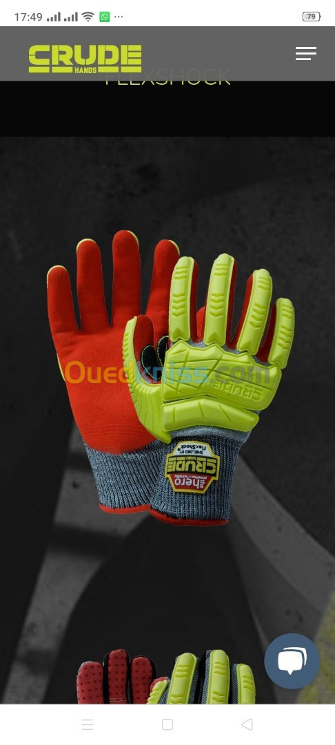 Gants professionnel anti choc 