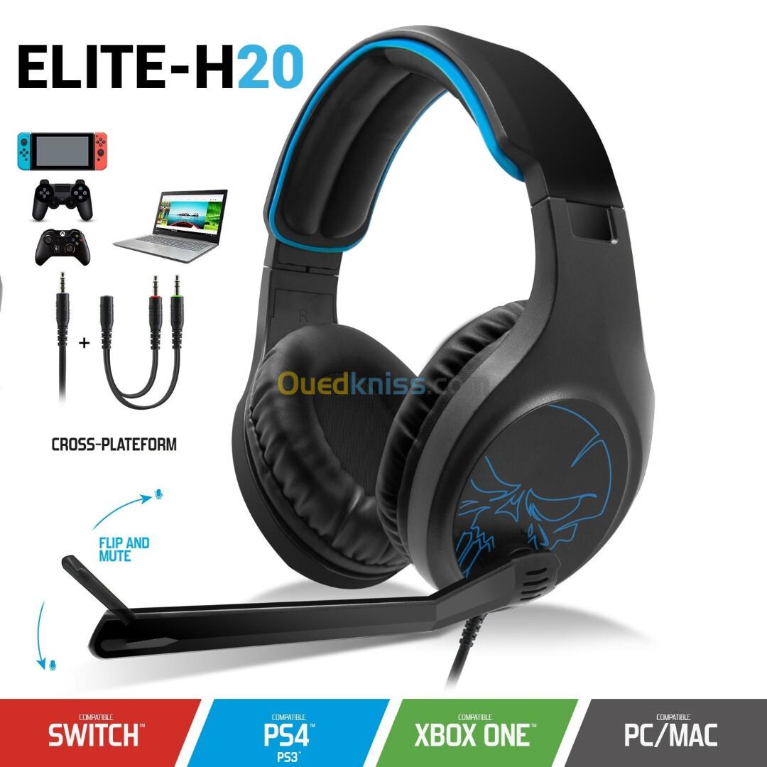  Casque Gamer ELITE H20  / XBOX/PC/PS4/Switch / Microphone Flip and Mute / Double Jack 3.5mm 