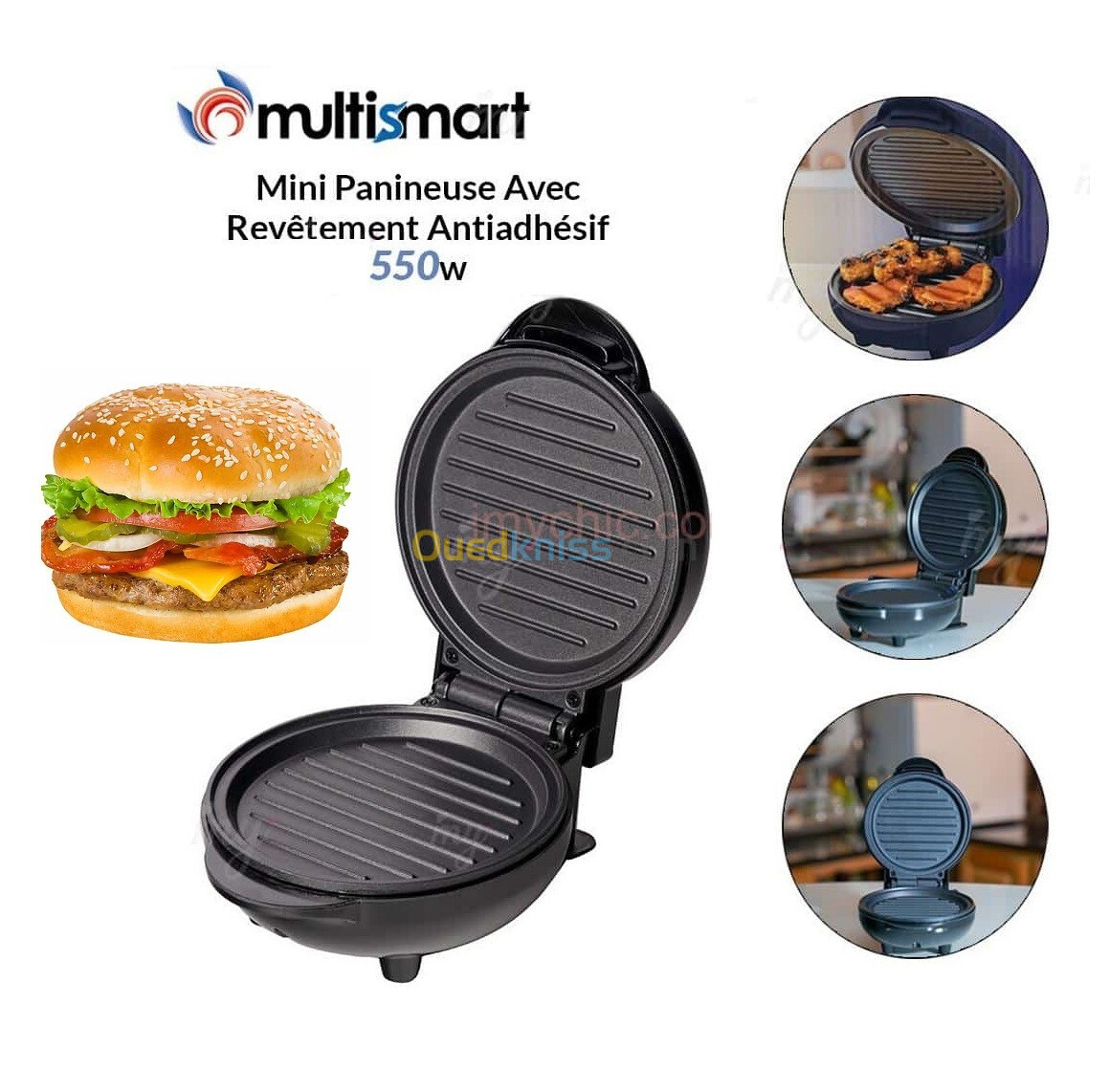 Mini Panineuse Avec Revêtement Antiadhésif Pour Burgers Gourmet, Sandwichs, Autres Petits-Déjeuners