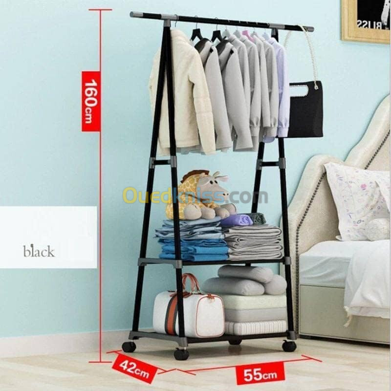 Porte Vêtements Roulant Avec Etagère Et Roulettes Verrouillables