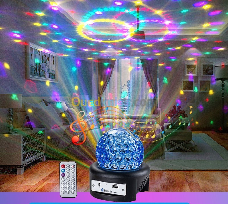 Boule magique Disco Ball haut-parleur Bluetooth, USB, colorée, rotative à 360 degrés 6 Colors