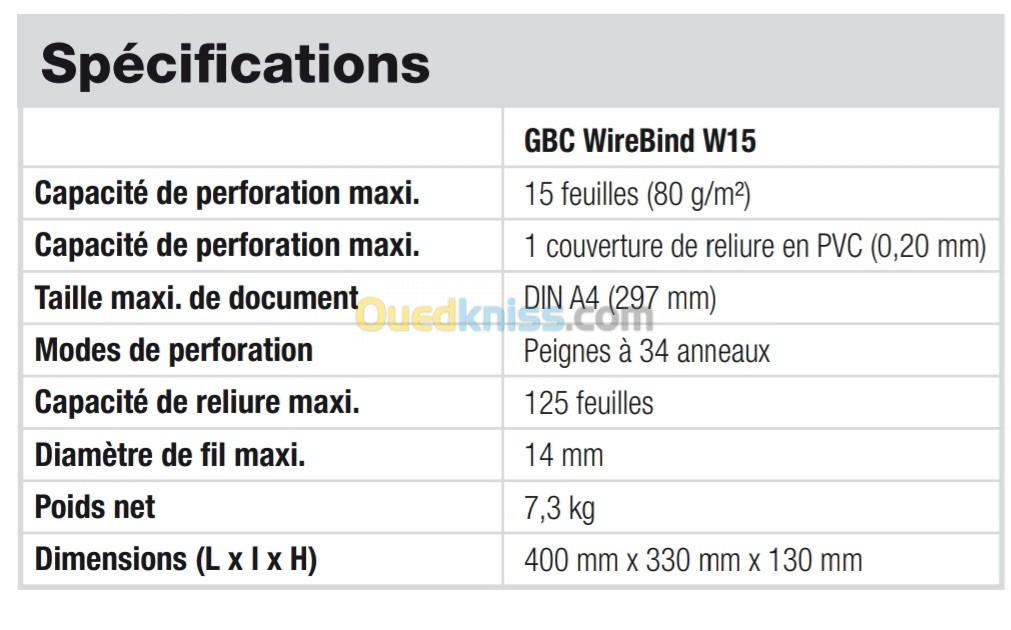 Relieuse métallique gbc w15