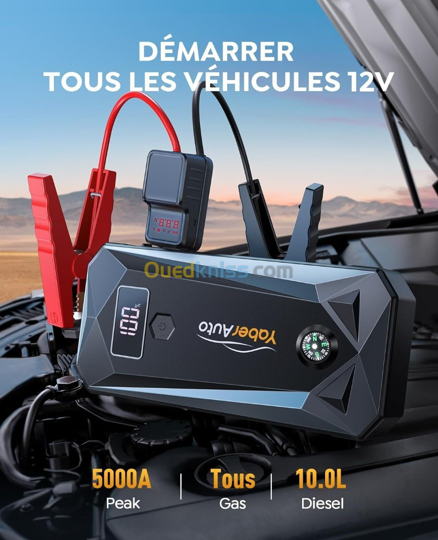 YaberAuto Booster Batterie Voiture,5000A 26800mAh 12V Démarreur de Voiture  - Alger Algeria