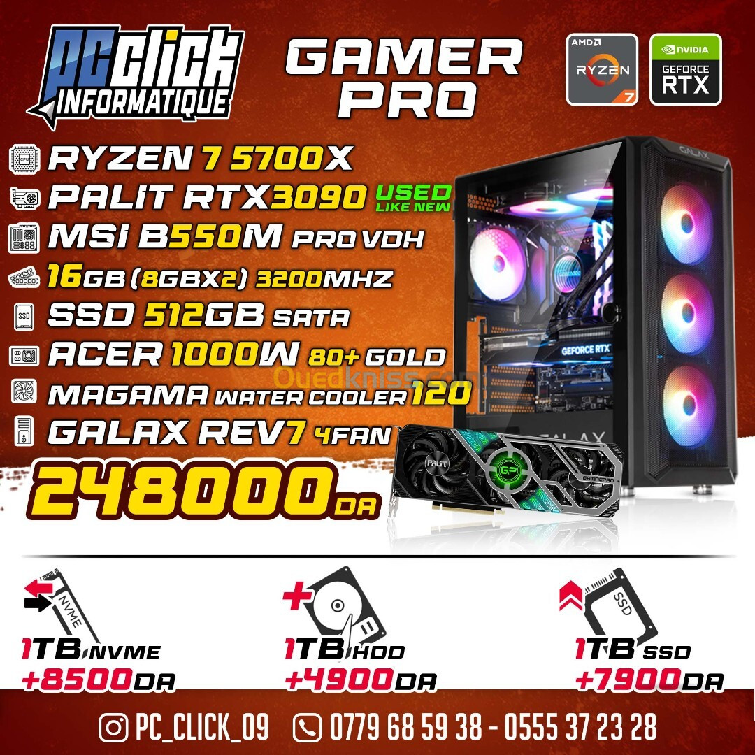 CONFIG GAMING RYZEN 7 5700X + PALIT RTX3090 24G