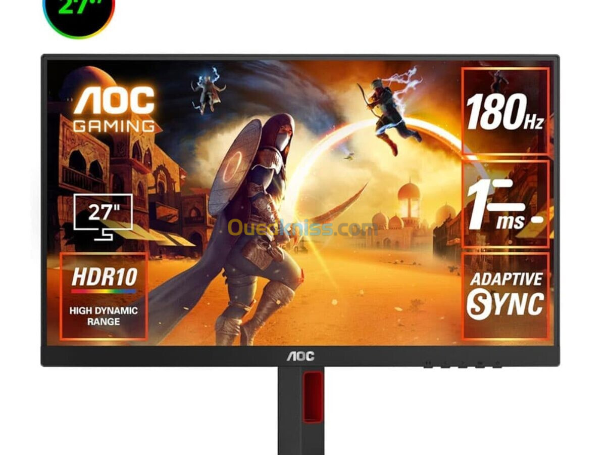 ECRAN AOC 27G4E GAMING 27 POUCES 1080P 180HZ FAST IPS 0.5MS