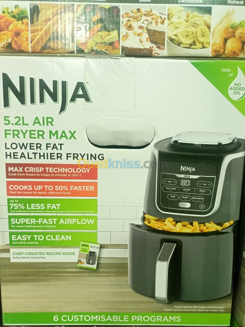 NINJA Air Fryer MAX, 5,2L, 5-en-1, Antiadhésif, Sans Huile, Frire, Rôtir, Cuire, Réchauffer, Déshydrater, Taille Familiale, Panier Lavable au lave-vaisselle, Cuivre/Noir,