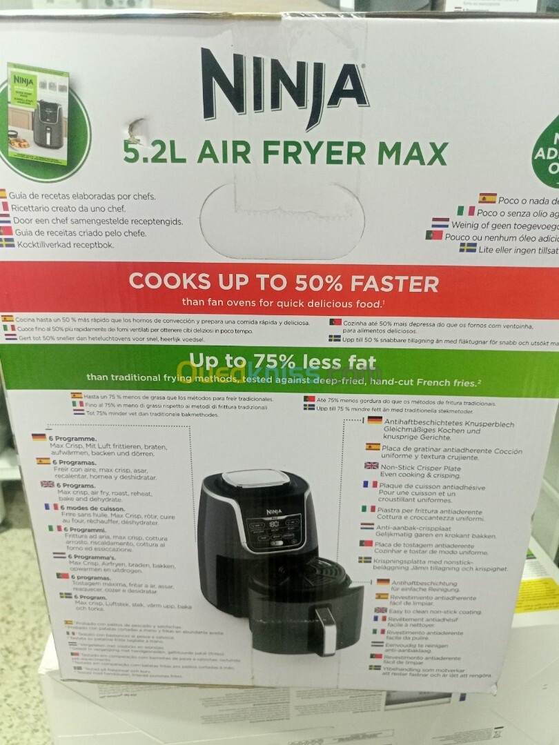 NINJA Air Fryer MAX, 5,2L, 5-en-1, Antiadhésif, Sans Huile, Frire, Rôtir, Cuire, Réchauffer, Déshydrater, Taille Familiale, Panier Lavable au lave-vaisselle, Cuivre/Noir,