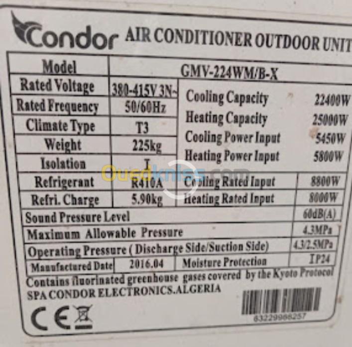 Climatiseur central VRV condor 