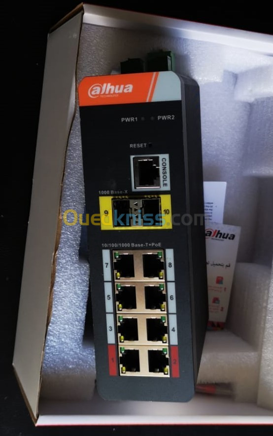 Switch industriel DAHUA Gigabit 10 ports avec 8 ports PoE (Managed)