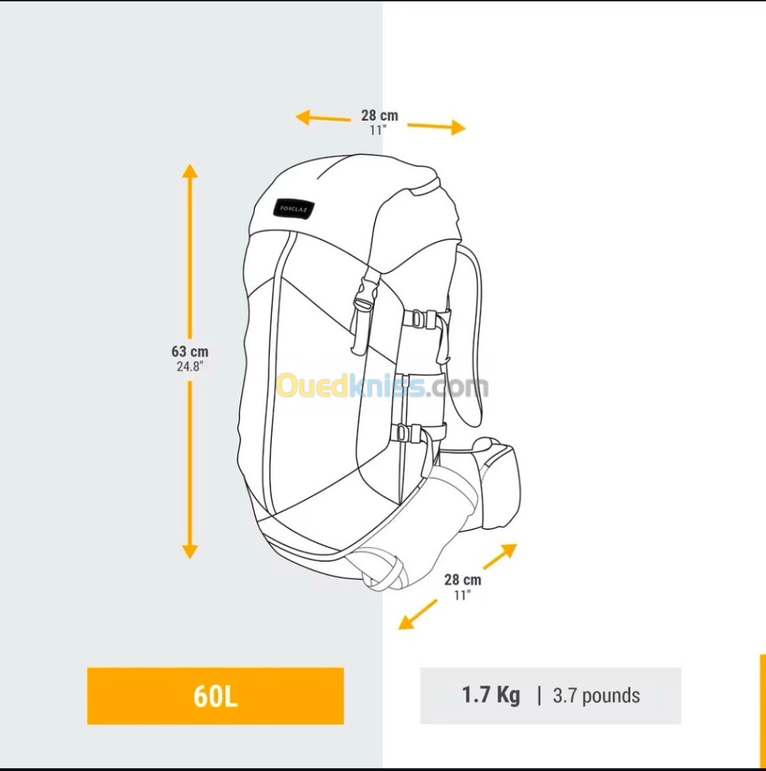 Sac a dos mt100 60L (neuf)