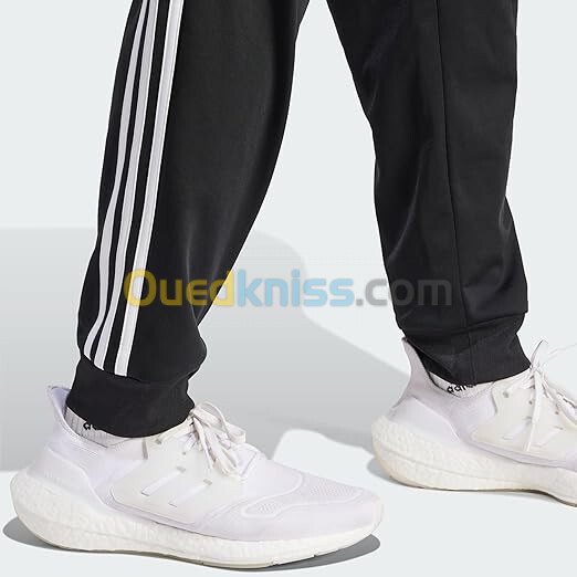 Adidas Essentials Warm-Up 3-bandes Pantalons Bas de Survêtement Homme, Noir/Blanc, M