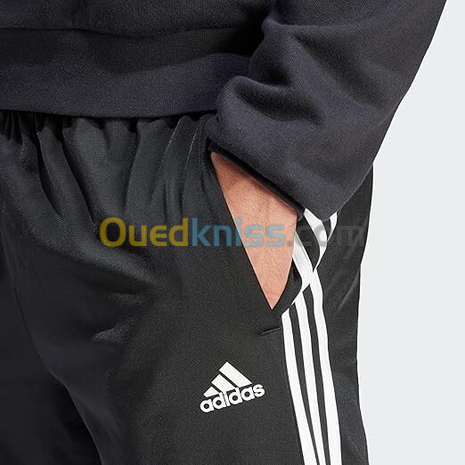 Adidas Essentials Warm-Up 3-bandes Pantalons Bas de Survêtement Homme, Noir/Blanc, M