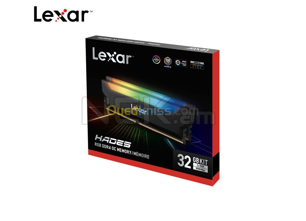 Lexar RGB RAM DDR4 32Go Kit (16Go x 2) 3600 MHZ