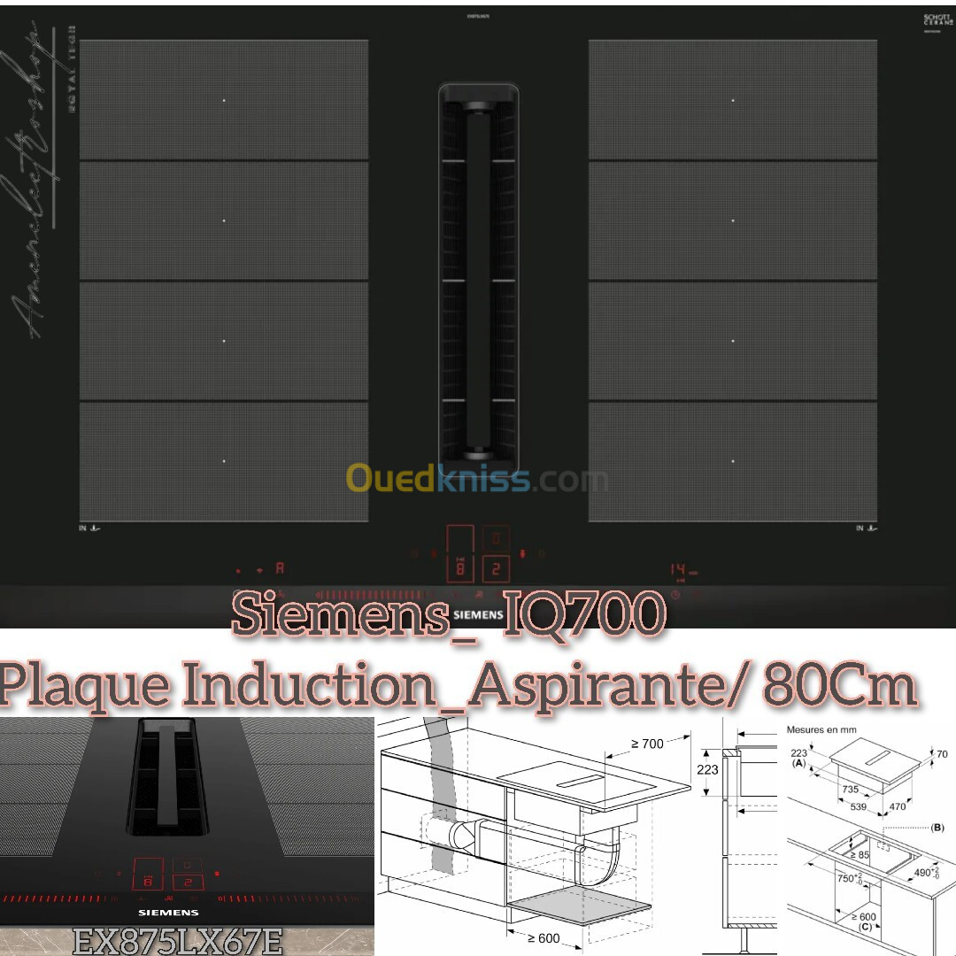 Plaque induction Avec Hotte Intégrée/ Siemens IQ700 _ 80cm