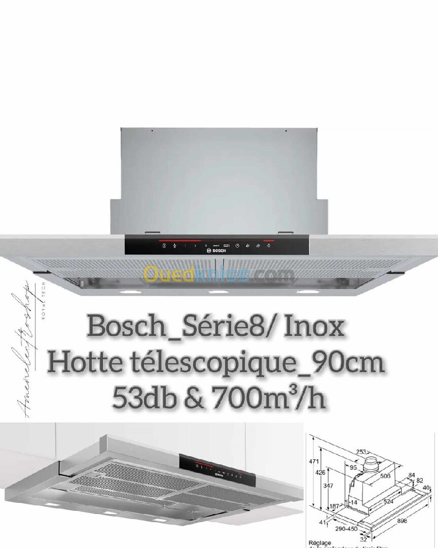 Hottes télescopique/ Encastrables; Bosch & Siemens & Rosières 