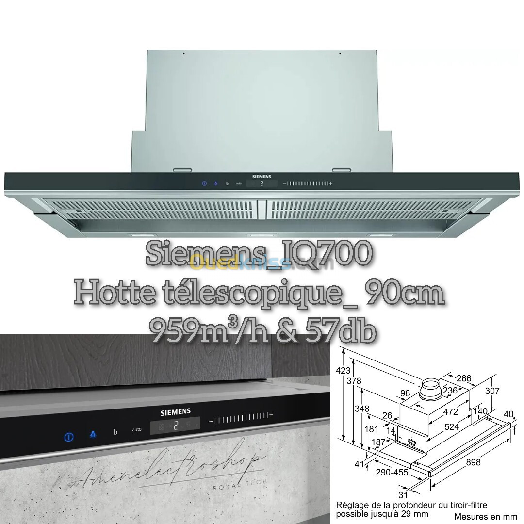 Hottes télescopique/ Encastrables; Bosch & Siemens & Rosières 