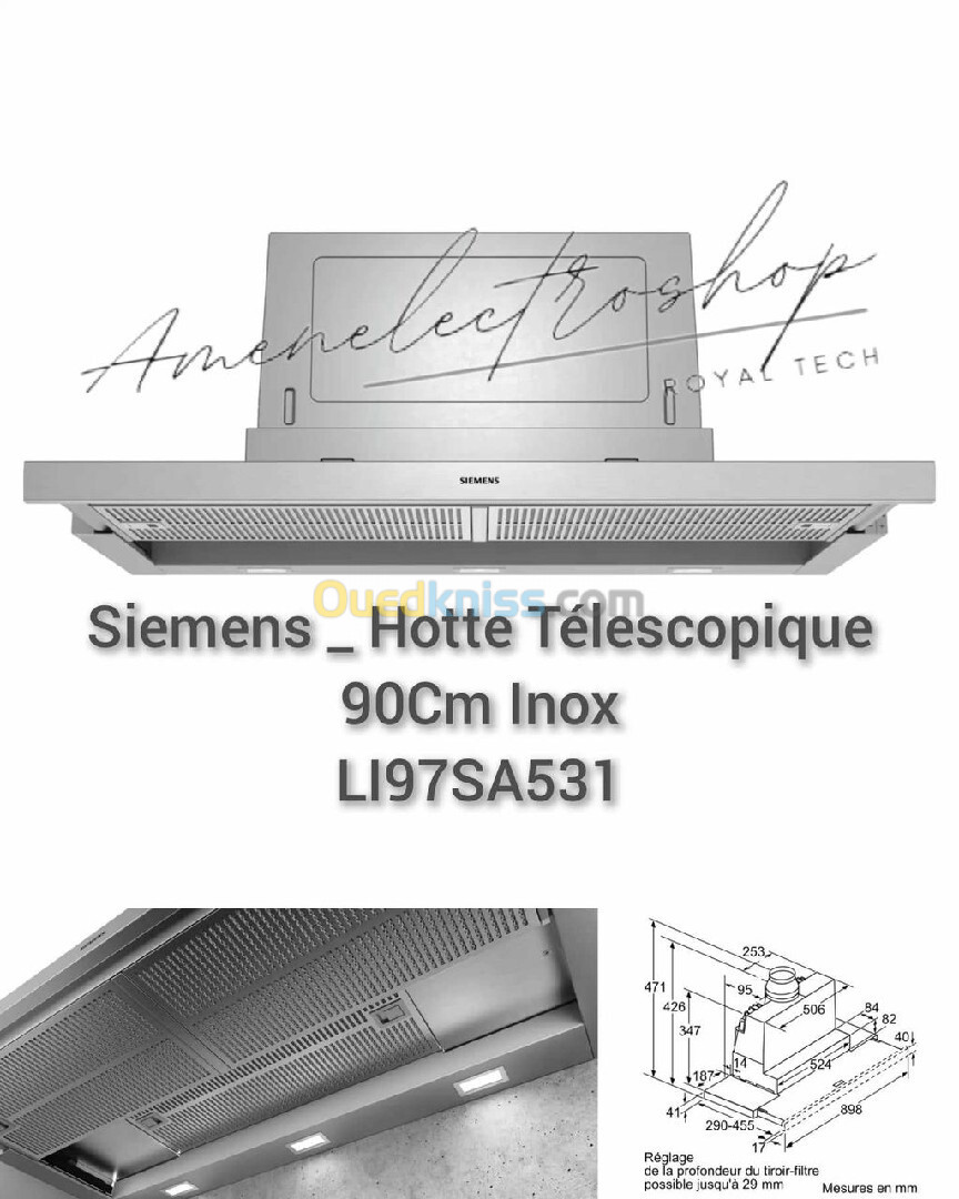 Hottes télescopique/ Encastrables; Bosch & Siemens & Rosières 