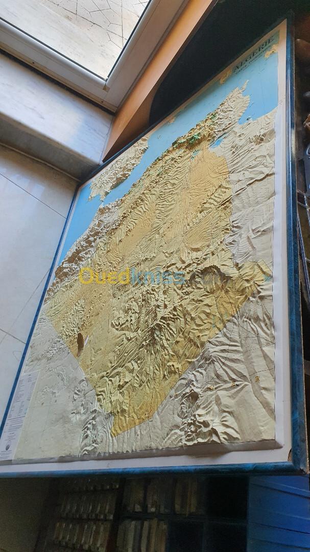 2 Cartes murales en relief 3D Cartes Algérie Carte Touristique topographique avec encadrement