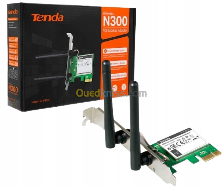 CARTE RESEAU WIFI PCI EXPRESS TENDA W322E N300 MBPS DOUBLE ANTENNES