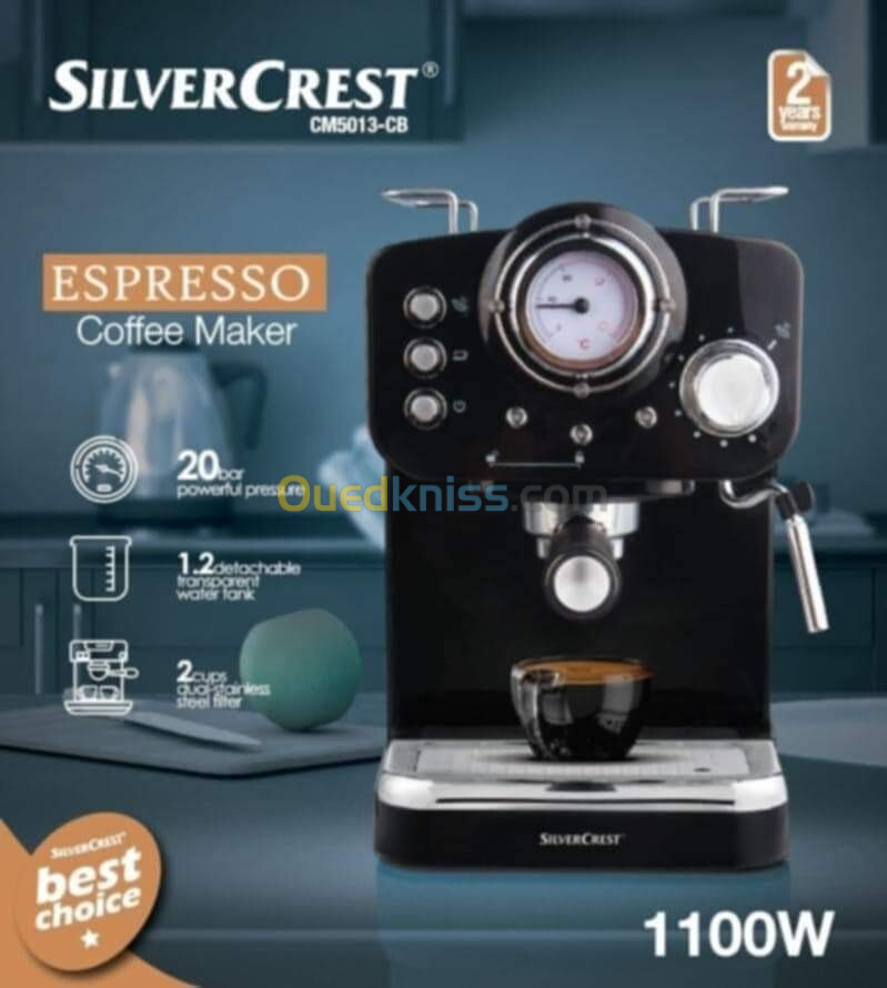 CM5013-CE . SILVERCRESTCafetière 20 bar 1100w disponible