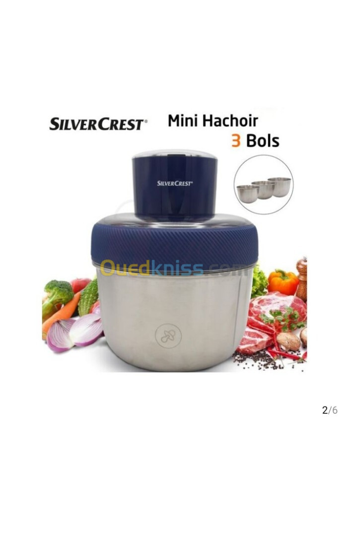 Silver Crest Mini Hachoir avec 3 Bols en Inox 350W MC376-CB