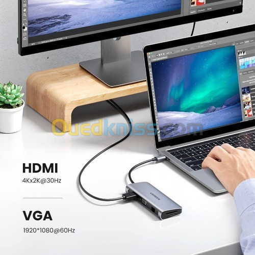 PROMO Adaptateur HUB Ugreen 10 In 1 USB-C Type-C To HDMI VGA RJ45 SD/TF 3 / USB 3.0 Type-C PD 