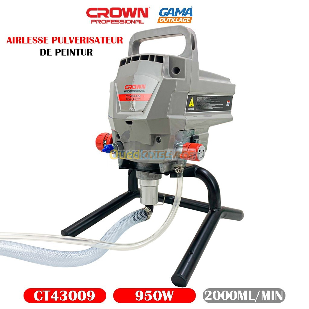 AIRLESSE PULVERISATEUR DE PEINTUR 950W 2000ML/MIN CROWN