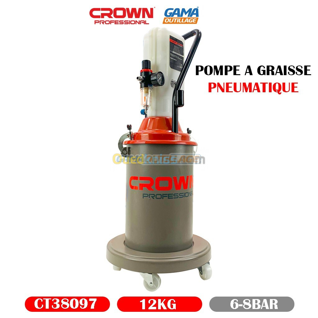 POMPE A GRAISSE 12KG PNEUMATIQUE CROWN