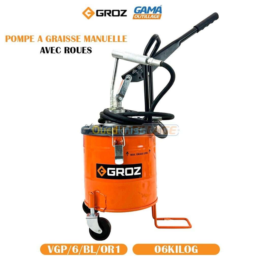 POMPE A GRAISSE MANUELLE 6K AVEC ROUES GROZ