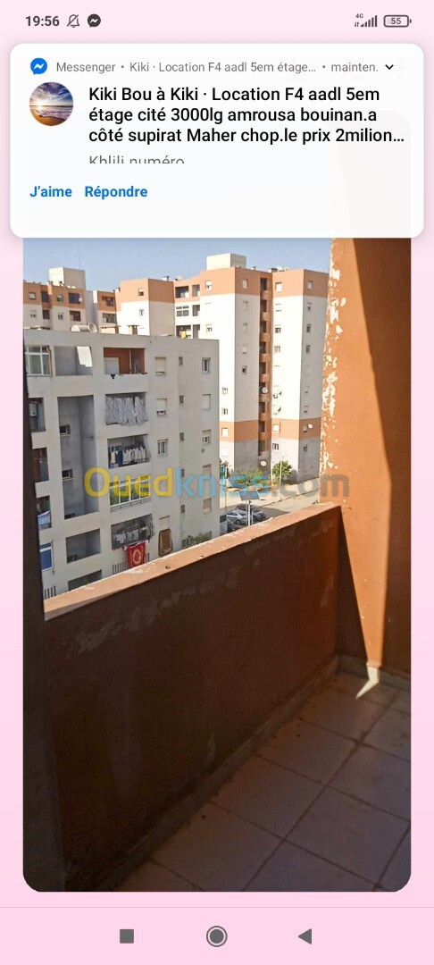 Location Appartement F4 Blida Bouinan