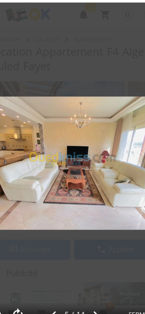 Location Appartement F4 Alger Ouled fayet