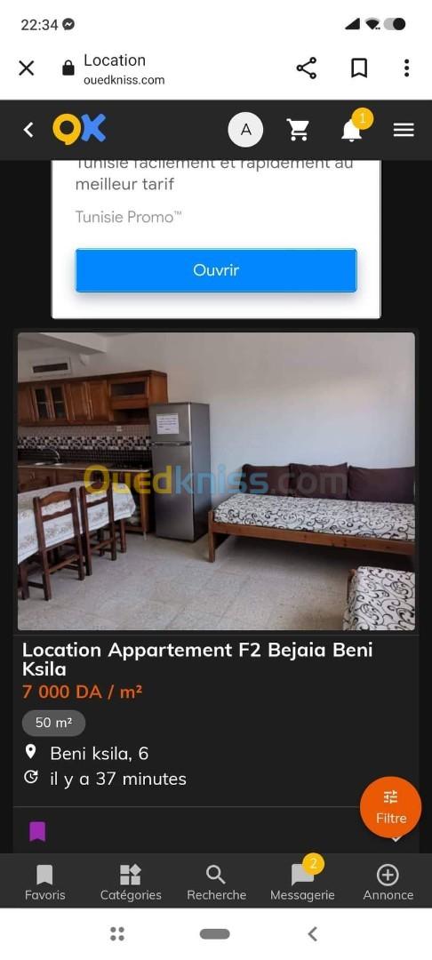 Location Appartement F2 Béjaïa Beni ksila