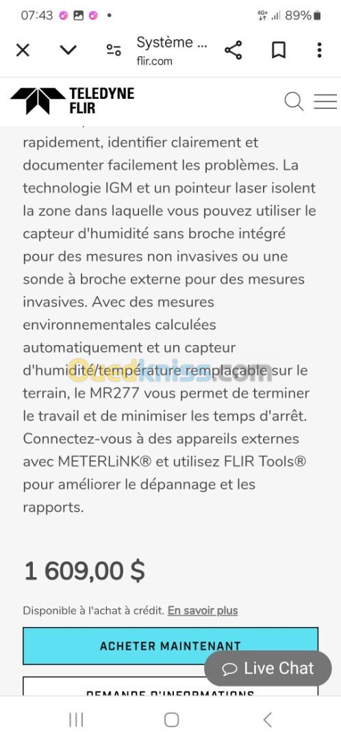 FLIR mr277 réparation les zones et trouver les sources humidité 