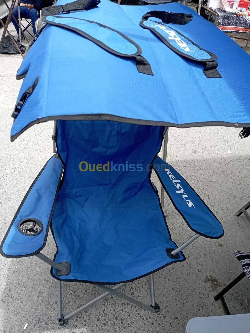 Chaise comping avec parasol plage