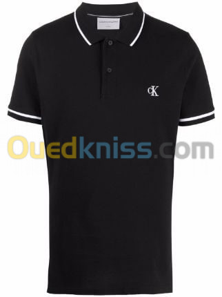 CALVIN KLEIN  Polo Manches Courtes Slim TippingNoir  