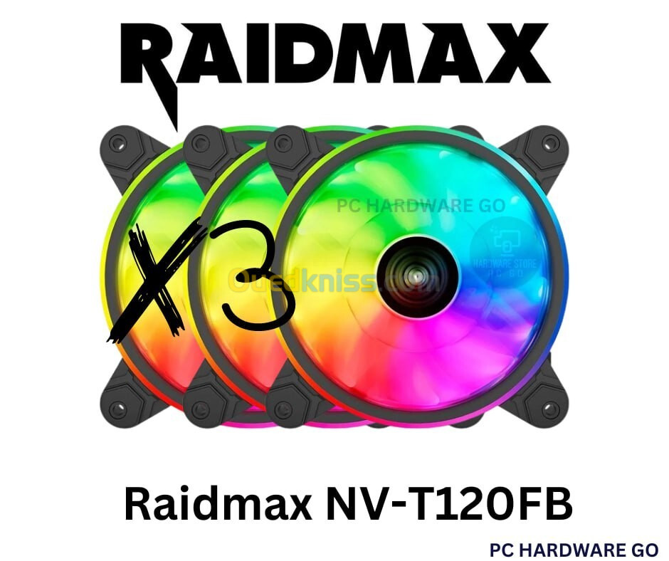 Raidmax NV-T120FBR3 120mm ARGB 3Pack Case Fan + Controller