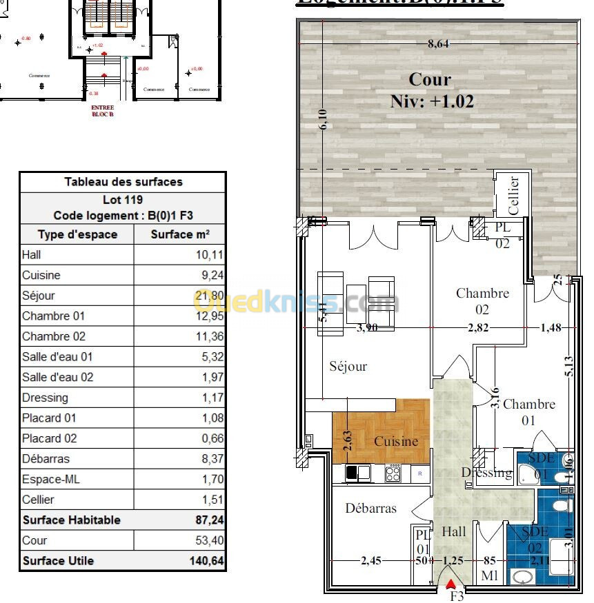 Vente Appartement F3 Béjaïa Bejaia