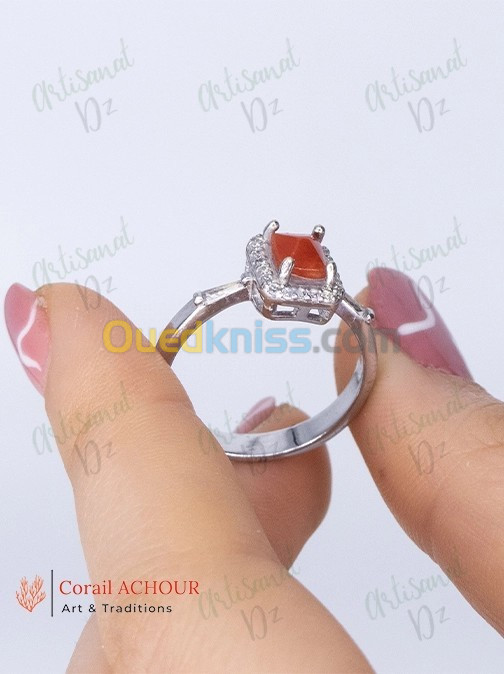 Bague en argent et corail rouge BG-0002