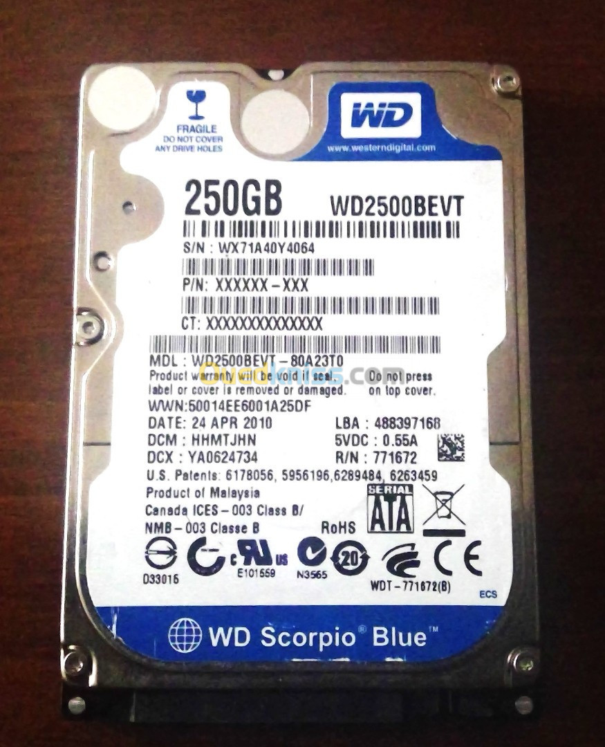 Western Digital Scorpio Blue 250 Go 2,5'' Pour Laptop