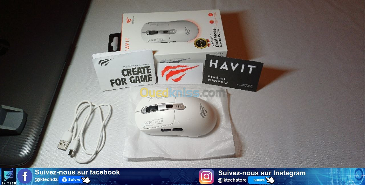 Souris Gaming Havit Dual Mode avec fil/sans fil + Tapis offert au choix