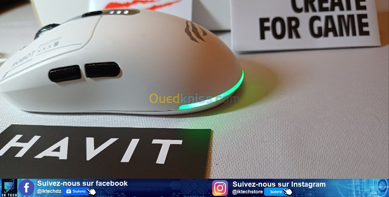 Souris Gaming Havit Dual Mode avec fil/sans fil + Tapis offert au choix