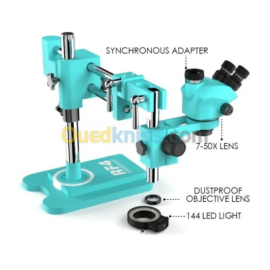 MICROSCOPE SYNCHRONE TRINOCULAIRE RF4 RF-7050TVW 7-50X AVEC LUMIÈRES LED