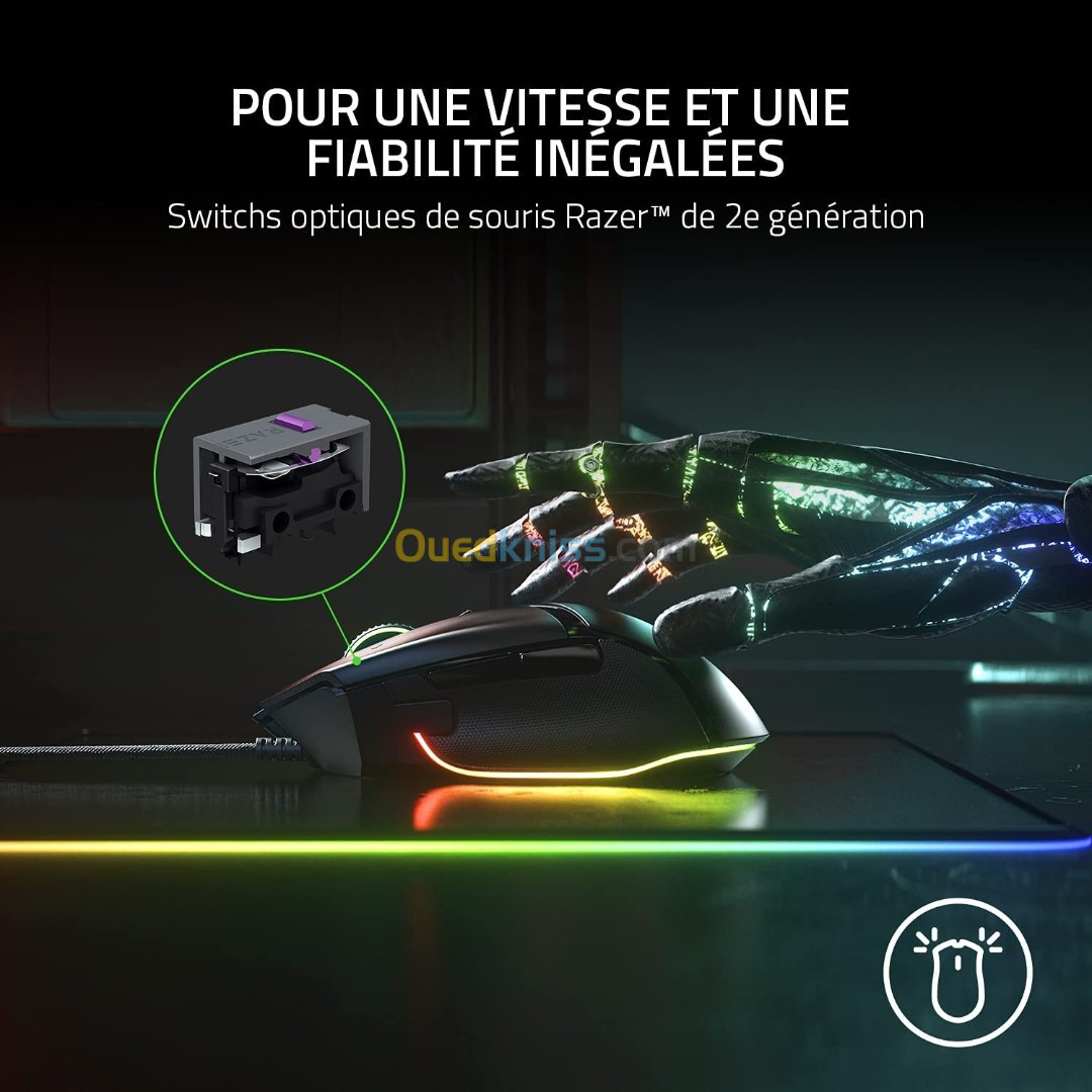 Razer Basilisk V3 Souris Gaming Filaire (10+1 Boutons , Molette HyperScroll Tilt,  + 26K DPI) Noir