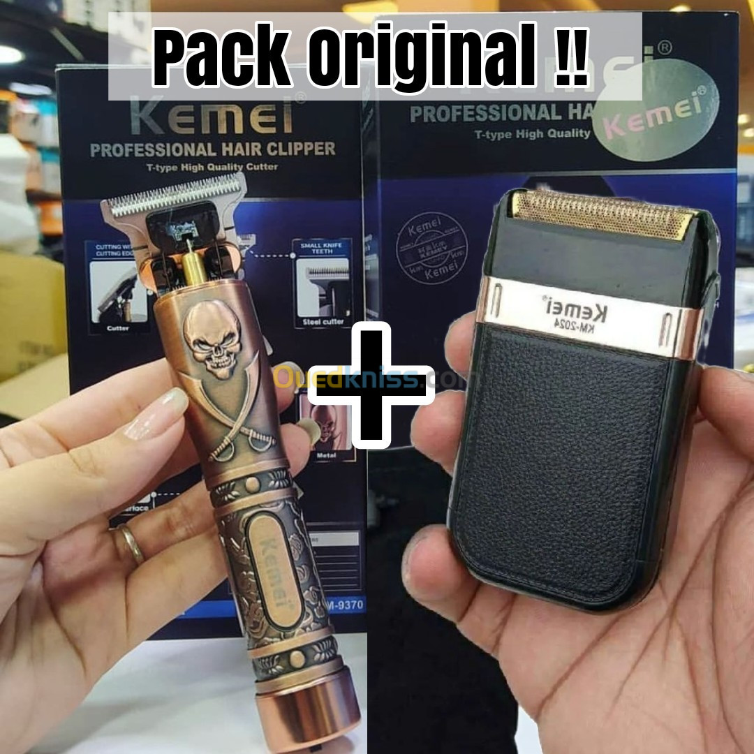 Pack Tondeuse kemei 9370 + rasoir kemei 2024