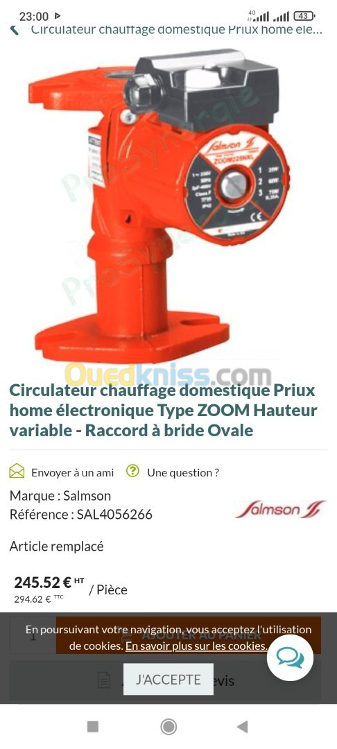 Circulateur chauffage la marque salmson 