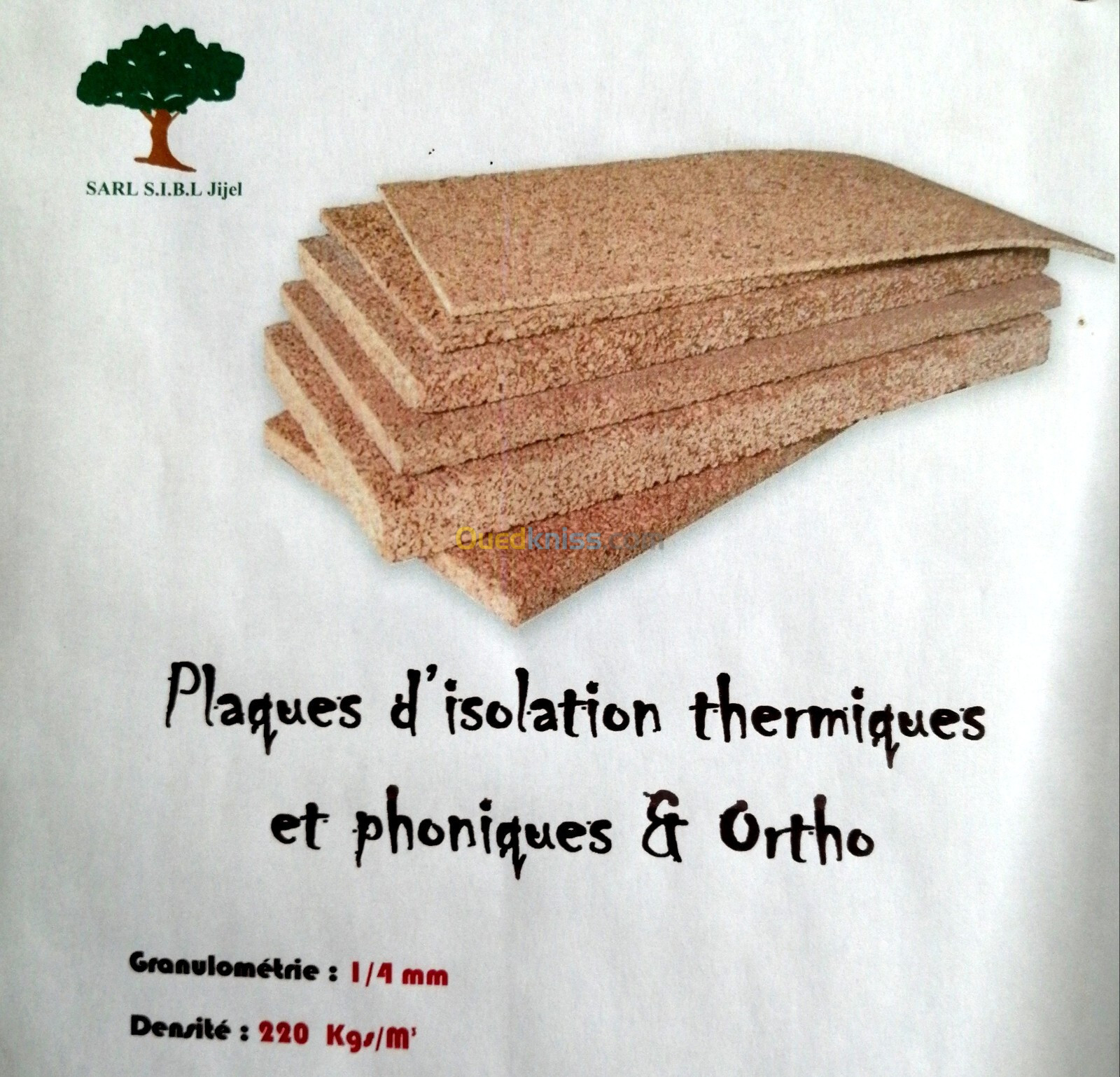 Plaques de liège pour l'isolation thermique et phonique 