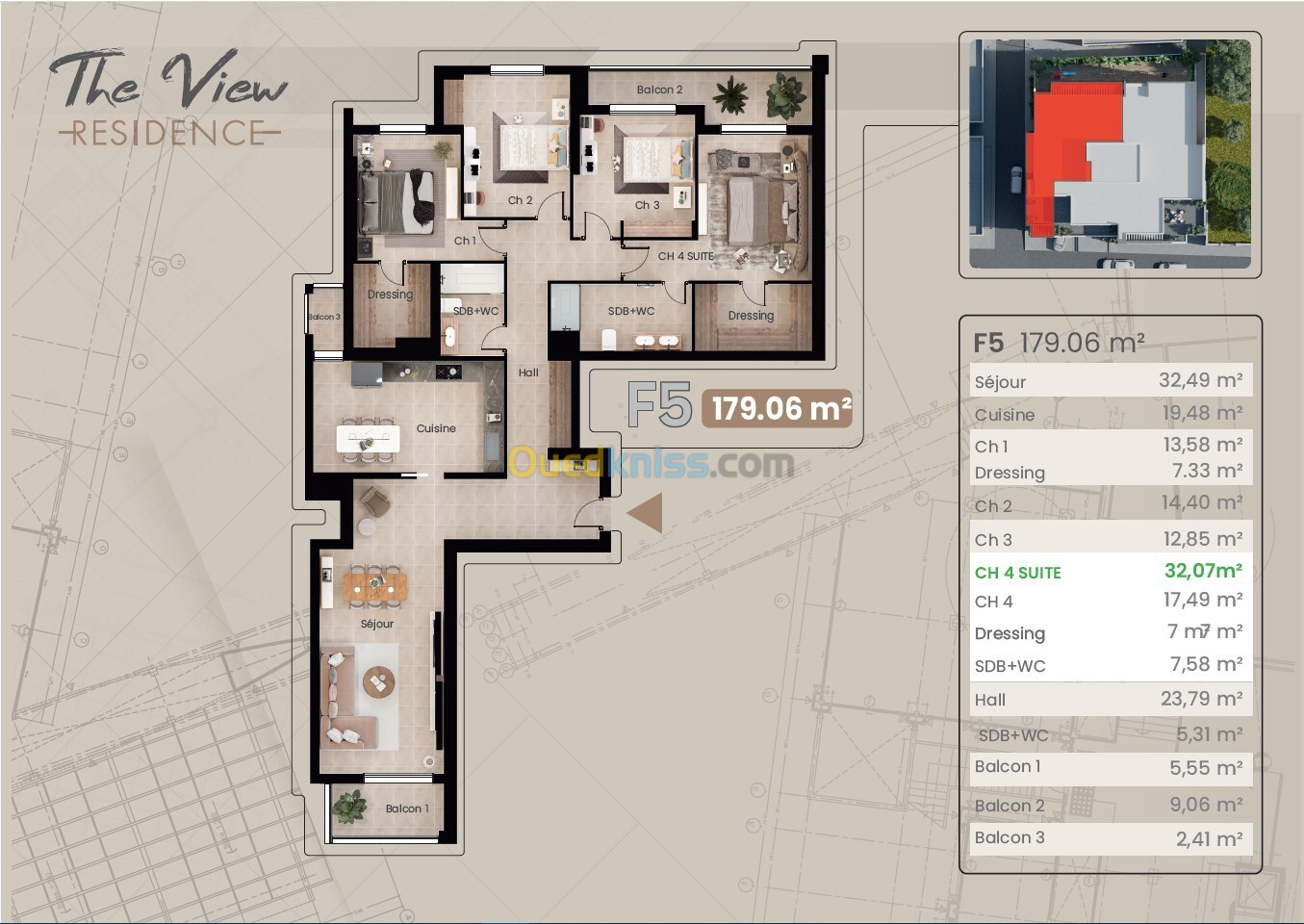 Vente Appartement F5 Alger Bir mourad rais