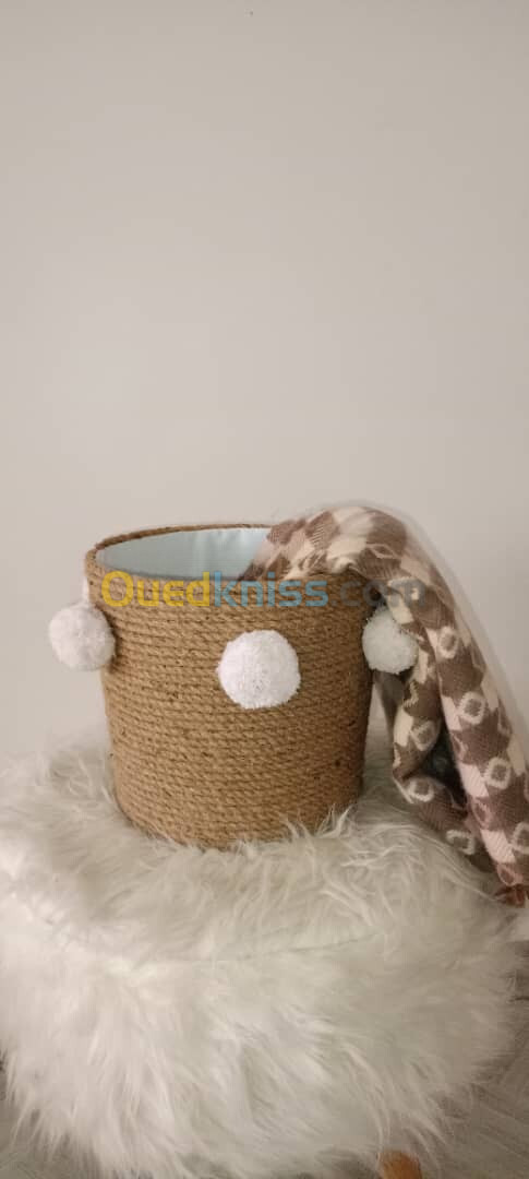 Panier de rangement en corde de jute 